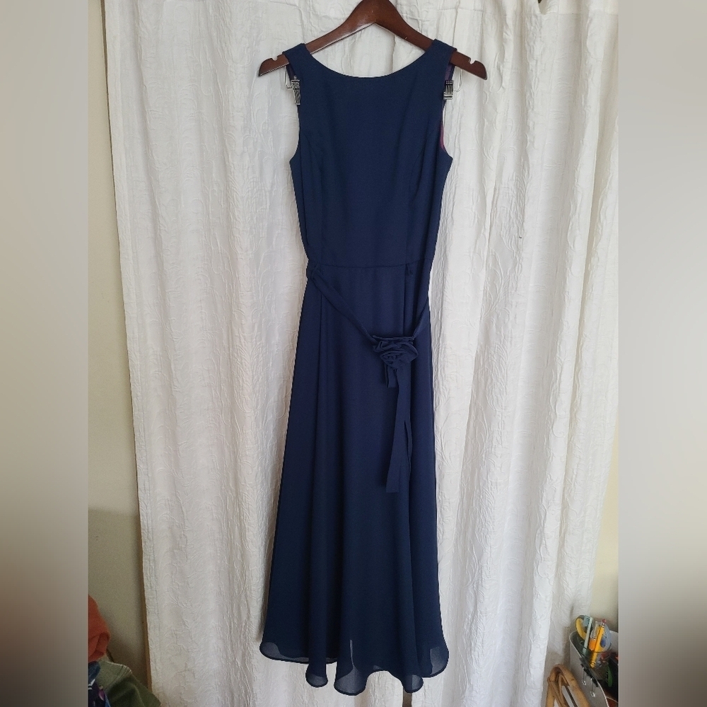 Vintage Jessica McClintock navy midi dress size 8